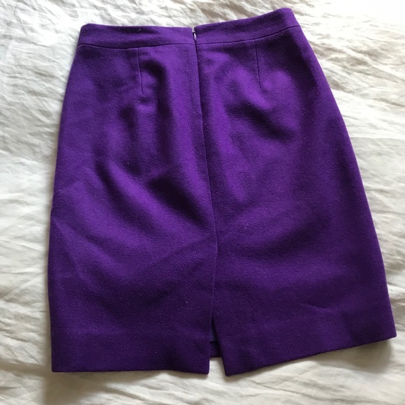 J. Crew Purple Wool Pencil Skirt - Picture 2 of 7